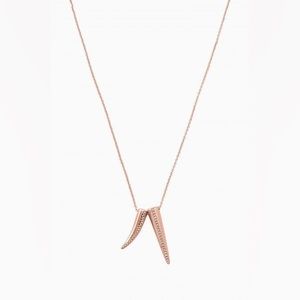 Double Horn Pave Pendent - Rose Gold